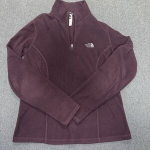 Womens The North Face 1/4 Zip Pullover M Dark Purple Fleece Plum